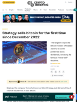 Strategy sells bitcoin for the first time since December 2022