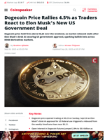 Dogecoin Price Rallies 4.5% as Traders React to Elon Musk’s New US Government Deal - Coinspeaker