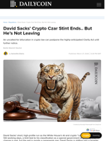 David Sacks’ Crypto Czar Stint Ends.. But He’s Not Leaving - DailyCoin