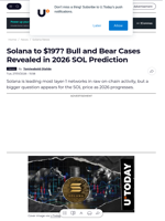 Solana to $197? Bull and Bear Cases Revealed in 2026 SOL Prediction - U.Today