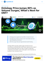 Ontology Price Surges as Volume Surge, Can Rally Continue?