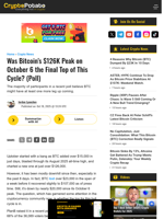 Was Bitcoin’s $126K Peak on October 6 the Final Top of This Cycle? (Poll)