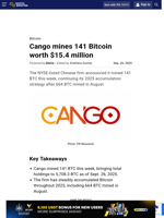 Cango mines 141 Bitcoin worth $15.4 million