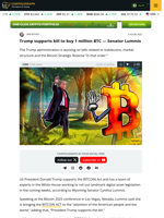 Trump supports the BITCOIN Act, Senator Lummis says