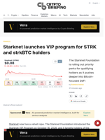 Starknet launches VIP program for STRK and strkBTC holders