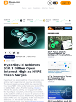 Hyperliquid Achieves $10.1 Billion Open Interest High as HYPE Token Surges – News Bytes Bitcoin News