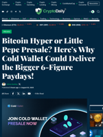 Bitcoin Hyper or Little Pepe Presale? Here’s Why Cold Wallet Could Deliver the Bigger 6-Figure Paydays! - Crypto Daily