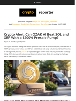 Crypto Alert: Can OZAK AI Beat SOL and XRP With a 1200% Presale Pump?