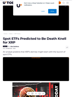 Spot ETFs Predicted to Be Death Knell for XRP - U.Today