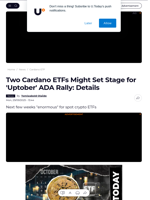 Two Cardano ETFs Might Set Stage for 'Uptober' ADA Rally: Details - U.Today