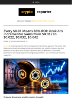 Every $0.01 Means 83% ROI: Ozak AI's Incremental Gains from $0.012 to $0.022, $0.032, $0.042