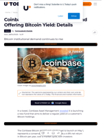 Coinbase Unveils Institutional Fund Offering Bitcoin Yield: Details