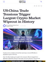 US-China Trade Tensions Trigger Largest Crypto Market Wipeout in History