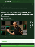 Bitcoin Supercycle Coming In 2026? CZ Backs Theory Amid Silver Drawback Warnings | CCN.com