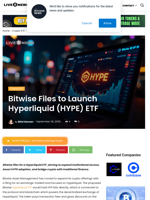Bitwise Files to Launch Hyperliquid (HYPE) ETF | Live Bitcoin News