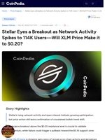 Stellar Eyes a Breakout as Network Activity Spikes to 114K Users—Will XLM Price Make it to $0.20?