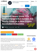 Dogecoin News: DOGE ETFs Acknowledged But Holders Are Firmly Fixed On A New Crypto Revolution In Remittix | Live Bitcoin News