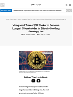 Vanguard Takes $9B Stake to Become Largest Shareholder in Bitcoin-Holding Strategy Inc