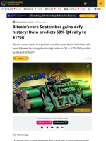 Bitcoin Monthly Gains Impress: Is $170K Coming In Q4?