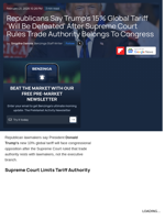 Republicans Say Trump's 15% Global Tariff 'Will Be Defeated' After Supreme Court Rules Trade Authority Belongs To Congress  - Benzinga