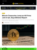 Bitcoin Treasuries Jump as 48 Firms Join in Q3, Says Bitwise Report - CoinCentral