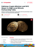Pakistan Crypto Minister and NYC Mayor in High Level Bitcoin Partnership Talks - Coinspeaker