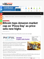 Bitcoin tops Amazon market cap on ‘Pizza Day’ as price sets new highs - The Crypto News Wire