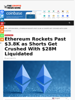 Ethereum Rockets Past $3.8K as Shorts Get Crushed With $28M Liquidated - The Crypto News Wire