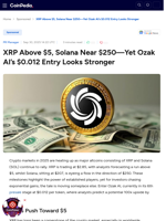 XRP Above $5, Solana Near $250—Yet Ozak AI’s $0.012 Entry Looks Stronger