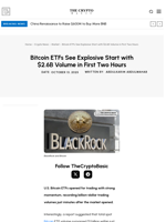 Bitcoin ETFs See Explosive Start with $2.6B Volume in First Two Hours