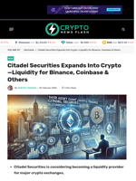 Citadel Securities Expands Into Crypto—Liquidity for Binance, Coinbase & Others - Crypto News Flash