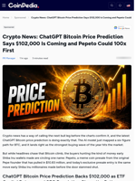 Crypto News: ChatGPT Bitcoin Price Prediction Says $102,000 Is Coming and Pepeto Could 100x First