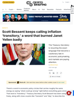 Scott Bessent keeps calling inflation 'transitory,' a word that burned Janet Yellen badly