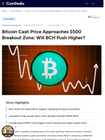 Bitcoin Cash Price Approaches $500 Breakout Zone: Will BCH Push Higher?