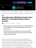 MicroStrategy CEO Michael Saylor Buys $2B BTC