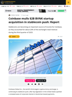 Coinbase Mulls $2B BVNK Acquisition In Stablecoin Push