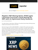 Ripple’s XRP Mining News: PFMCrypto Launches First-Ever Cloud Mining for XRP with AI-Optimized Daily Rewards