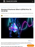 Standard Chartered: Ether’s (ETH) Price To Hit $7.5K - DailyCoin