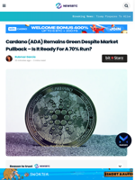 Cardano Remains Green Despite Market Pullback, 70% Run Next?