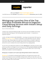 Miningcoop Launches One of the Top and Most Profitable Bitcoin & Dogecoin Cloud Mining Services with Instant Setup and Daily Earnings