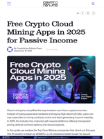 Free Crypto Cloud Mining Apps in 2025 for Passive Income