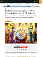 Cardano Development Proposal Secures $71 Million From Treasury