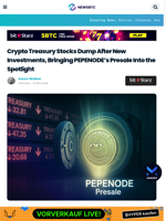 Crypto Treasury Stocks Crash as Traders Pivot to Safer Crypto Presales like PEPENODE