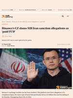 Binance's CZ slams $1B Iran sanction allegations as ‘paid FUD’ - AMBCrypto
