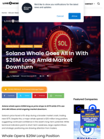 Solana Whale Goes All In With $26M Long Amid Market Downturn | Live Bitcoin News