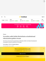 Securitize (SECZ) adds Stellar blockchain as institutional tokenization gathers steam