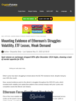 Mounting Evidence of Ethereum's Struggles: Volatility, ETF Losses, Weak Demand