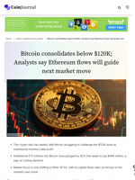 Bitcoin consolidates below $120K; Analysts say Ethereum flows will guide next market move - CoinJournal