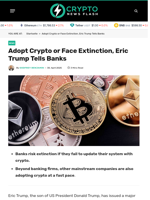 Adopt Crypto or Face Extinction, Eric Trump Tells Banks - Crypto News Flash