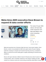 Meta hires AWS executive Dave Brown to expand AI data center efforts
